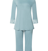 Moments Lace Trim Cotton Pajama Set | Tourmaline Blue 77928-2712